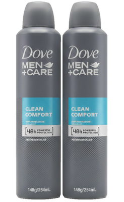 2 Pack Dove Men Care 48 Hour Antiperspirant Deodorant Spray Clean