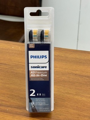 Philips Sonicare HX9092/95 A3 Premium All-in-One Toothbrush Heads 2 Pack Black