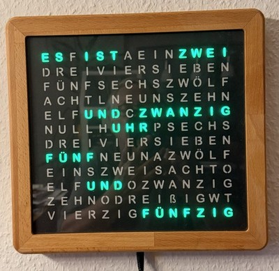 Wort Uhr - Word Clock - 24 Stunden Deutsch WLAN Uhr