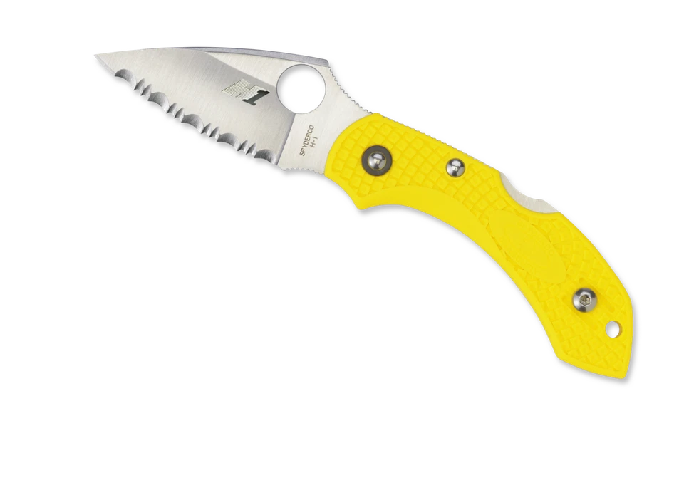 Spyderco Knives Dragonfly 2 Salt Lockback Marine Yellow FRN Serrated H2 C28SYL2 - Image 3 of 4