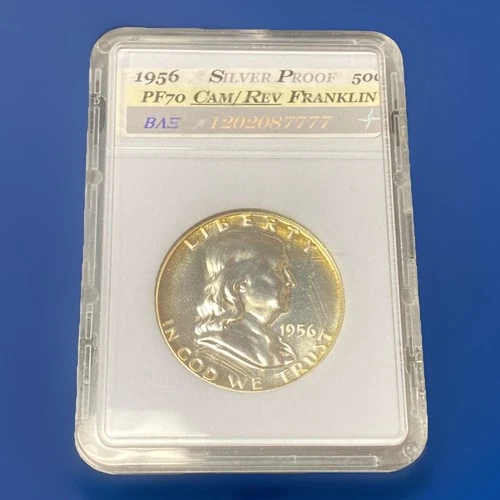 1956 Proof Franklin Half Dollar 90% Silver 50c - Cameo on Reverse