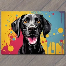8.5x11"  Black Lab Happy Dog Retro Pop Art Smiling Splash of Colors Cute Fun