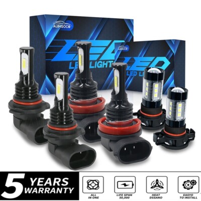 H11 9005 LED Headlight Bulbs+5202 Fog Lights for 2007-2015 Chevy Silverado 1500