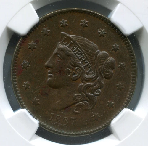 1837 Coronet Head Large 1c Cent - NGC AU Details Cleaned