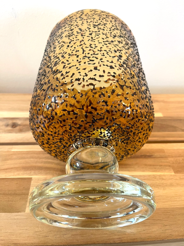 Hard-To-Find  Amber Art Glass Brown Textured Chip Pedestal/Footed Hurricane Vase - Picture 4 of 6