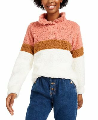 Color Blocked Sherpa Pullover Pink 