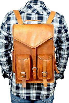 Herren Laptop Echt Reise Neu Rucksack Vintage Tasche Leder Backpack