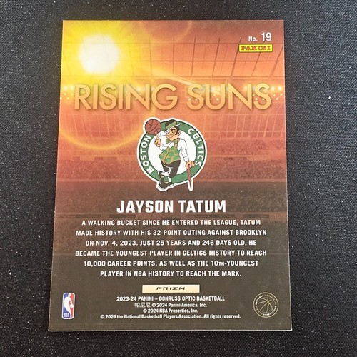 2023 24 PANINI DONRUSS OPTIC JAYSON TATUM RISING SUNS HOLO SW3 - Picture 2 of 2