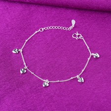 Womens 925 Sterling Silver Love Heart Foot Link Chain Vogue Ankle Bracelet A58