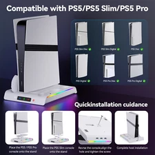 PS5 Cooling Station Accessories Vertical Stand for PS5 Slim&PS5 Pro Disc/Digital