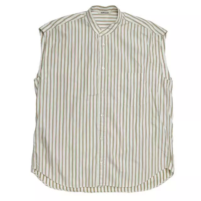 AURALEE 19SS WASHED FINX TWILL STRIPE SLEEVELESS SHIRTS A9SS02TS 0  White/Green