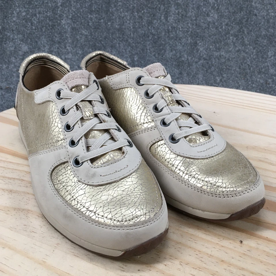 Zapatos Hush Puppies para mujer 9 zapatillas perezosas doradas con cordones cómodos punta redonda bajos Foto 3 de 4