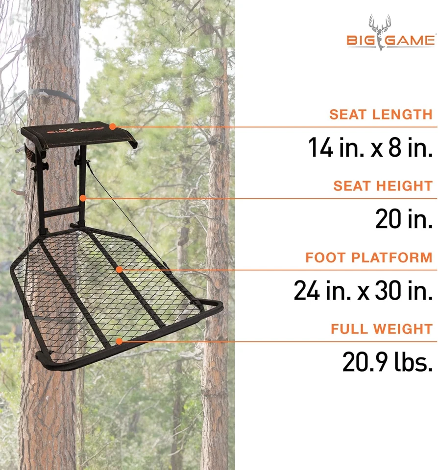 Big Game Captain XC Hang-On Treestand, Lightweight Steel Construction, 14 X 8 In - Image 3 of 4