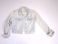 Refuge Cropped Light Wash Denim Jacket Distressed Women's XS