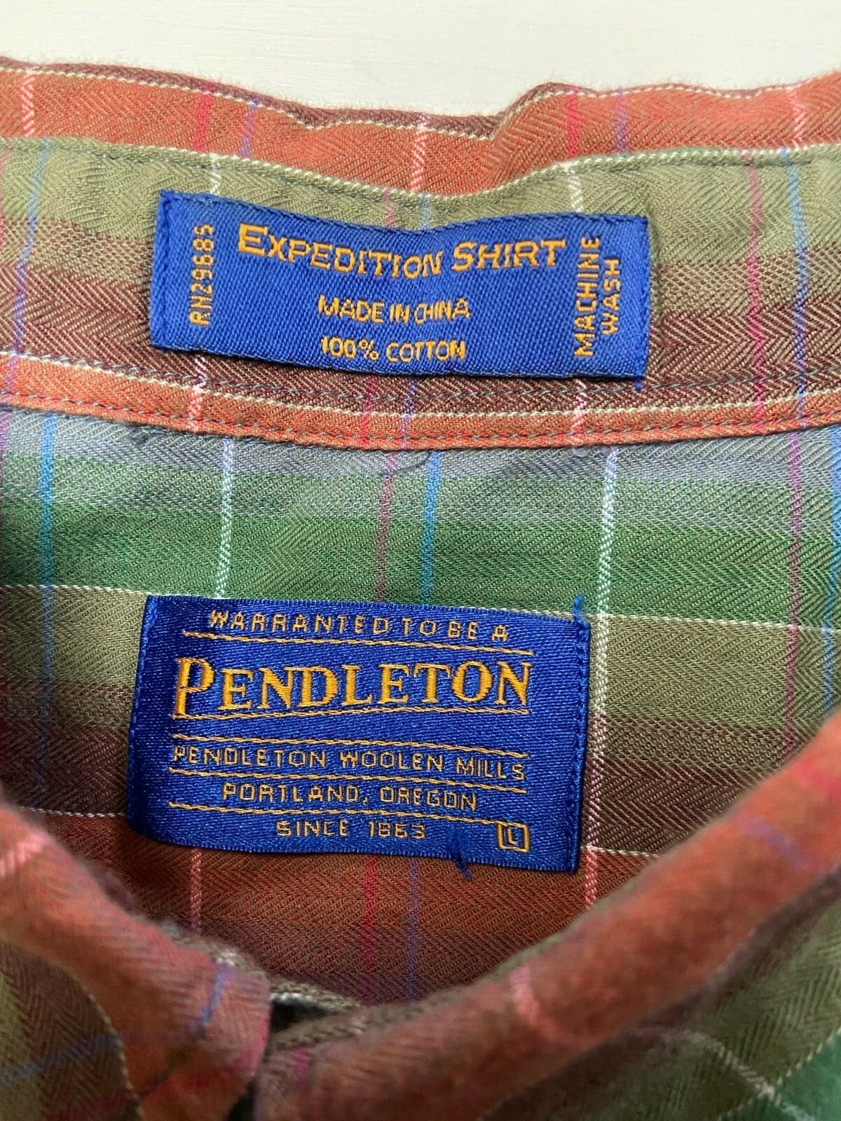 Mens PENDLETON Multicolor Button Down Cotton Expe… - image 3