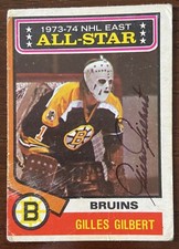 GILLES GILBERT (RIP) AUTOGRAPH 1974-75 OPC BOSTON BRUINS ALL STAR 2ND YEAR CARD!