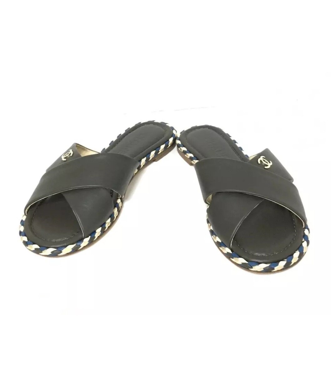Auth CHANEL - G32825 Black Leather Women's Sandals | eBay Auth CHANEL - G32825 Black Leather Women's Sandals | eBay