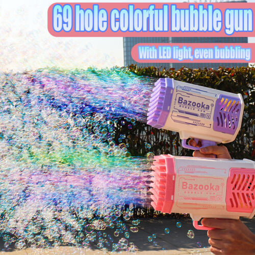 Bazooka 69-Hole Children's Hand-Held Bubble Gun Vibrato Booth Net Red Popular Ch - Picture 1 of 10