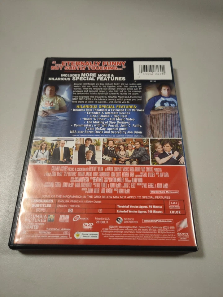 Region 1 Step Brothers DVD Unrated Widescreen Edition Will Ferrell ex rental - Image 2 of 4