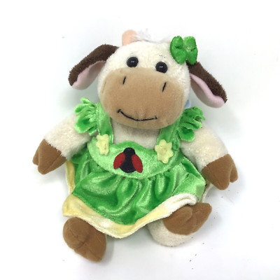 Gund Sweet Peas Dally 7'' Plush Cow Green Dress 60023 No Ladybug