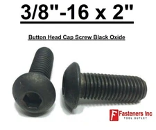 3/8-16 x 2" Button Socket Head Cap Screws Allen Hex Drive Black Oxide Alloy