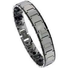Tungsten Carbide Magnetic Bracelet with Black Edge Bar Links