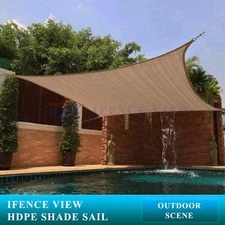 Ifenceview Brown 17'x17'-17'x48' Rectangle Sun Shade Sail Patio Canopy Awning 