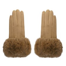 Velours Gants en Cuir Avec Fausse Fourrure Et Handy-Touch