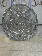 Vintage Anchor Hocking Clear Glass Star of David Pattern Ashtray - NICE!