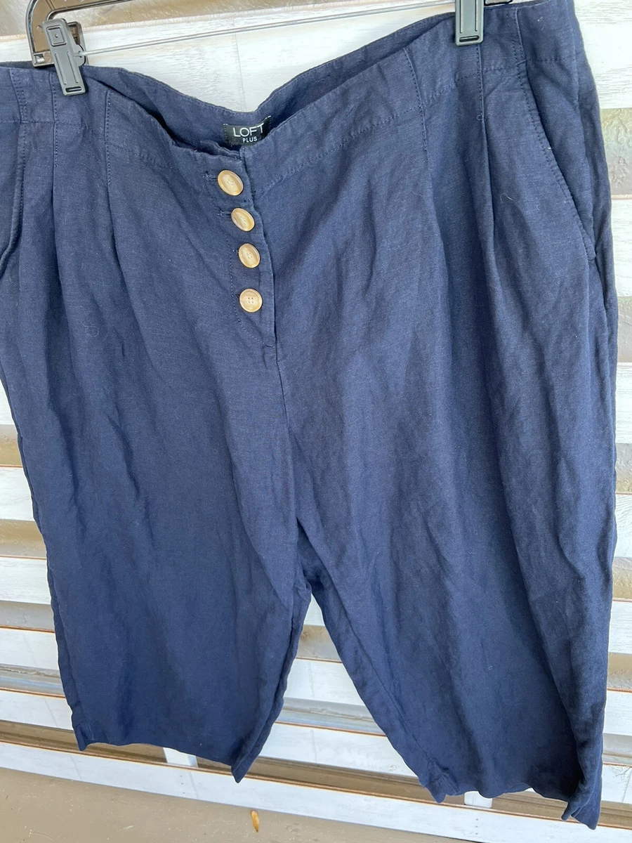 Navy blue capris plus size sale