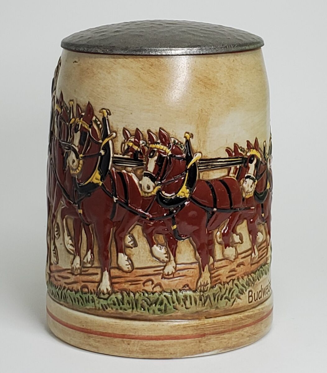 1976 Budweiser CSL9 Champion Clydesdales & Wagon Stein w 1976 Budweiser CSL9 Champion Clydesdales & Wagon Stein w