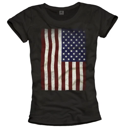 USA FLAGGE T-SHIRT DAMEN AMERIKA US FLAG UNITED STATES AMERICA VINTAGE TOP TOPS - Bild 1 von 1