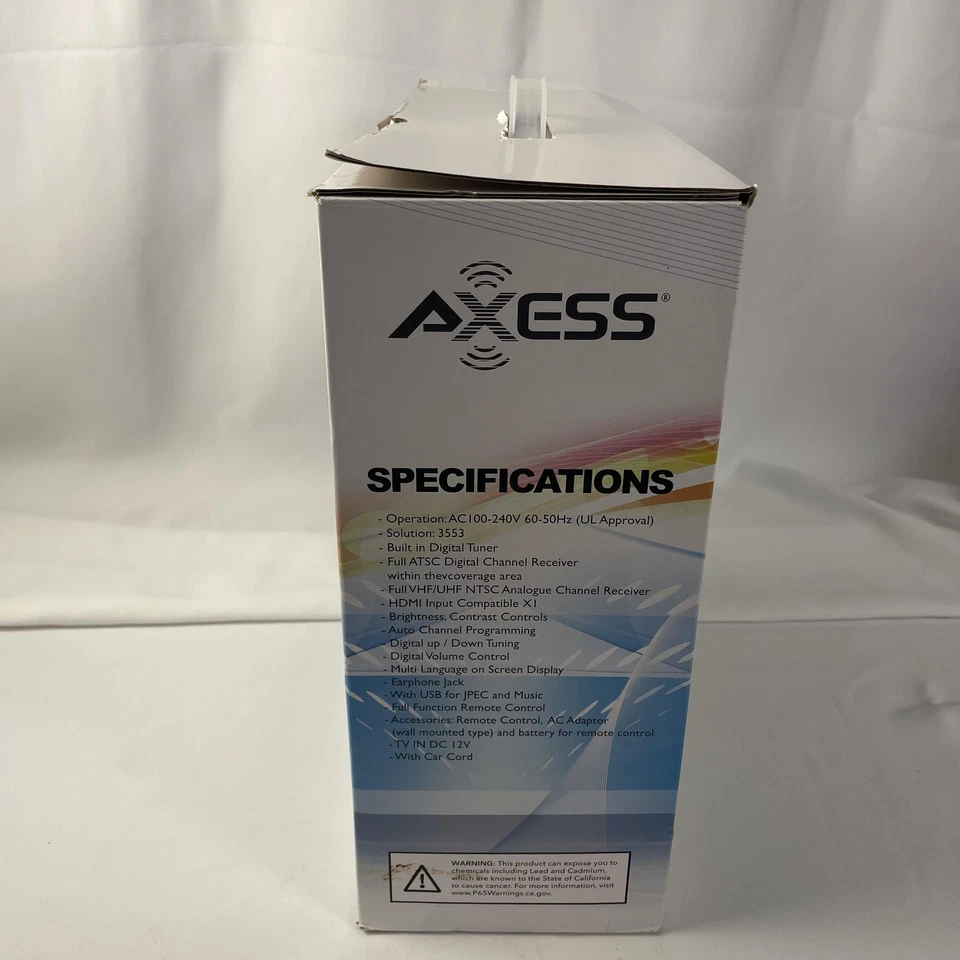 Axess TV1705-13 13.3in LED TV HD HDMI ATSC Tuner 12V AC/DC Remote Portable Car - Image 2 of 4