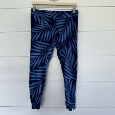 Monrow Women  s Small Blue Tropical Pull on Jogger Pants