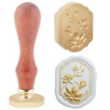 Hobbspring 1pc Orientalism Flower Wax Seal Stamps 3D Frame View Golden