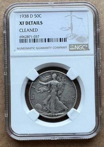 1938 D 50c NGC XF DETAILS 1938-D WALKING LIBERTY HALF DOLLAR SEMI-KEY DATE