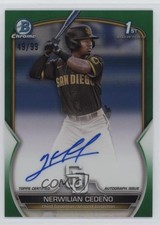 2023 Bowman Chrome Prospect Green Refractor 49/99 Nerwilian Cedeno Auto 0i7e