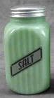 JADEITE GREEN GLASS TALL SALT SHAKER Gray Label Range Size Depression Style