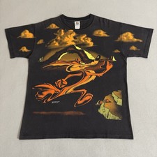 Vintage Looney Tunes Wile E Coyote All Over Print Shirt Road Runner USA Made 90s