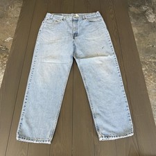 Vintage Levis 550 Relaxed Barrel Jeans Mens 36x30 Distressed Blue Denim USA Made