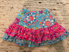 Hanna Andersson Girls Tiered Ruffle Skirt Size 100 Floral Pink Blue 100 Cotton