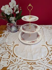 Stunning Vintage bone china Royal Standard Pink Rambling Rose  3 Tier Cake stand