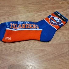 New York Islanders Socks Mens Large Blue Orange NHL Hockey For Bare Feet Logo