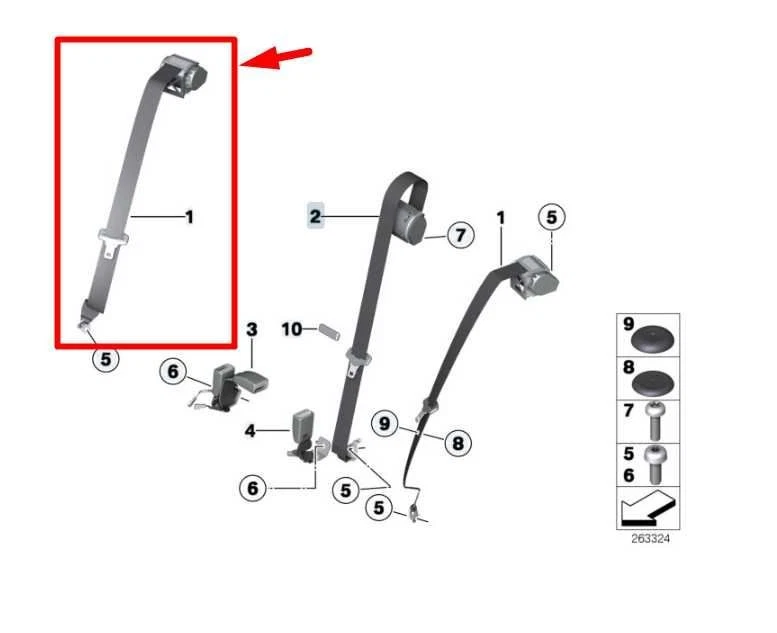 15-16 BMW 435i Gran Coupé trasero derecho segunda fila cinturón de seguridad retractor 72117259391 OEM Foto 2 de 4