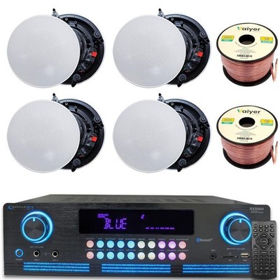 Home Theater System Kit 2000W Amp 4 Qty of 8'' Frameless Ceiling Speakers