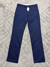 J Crew Crewcuts Youth 14 NEW Navy Blue Slim Chino Pants Button Front 29x28.5