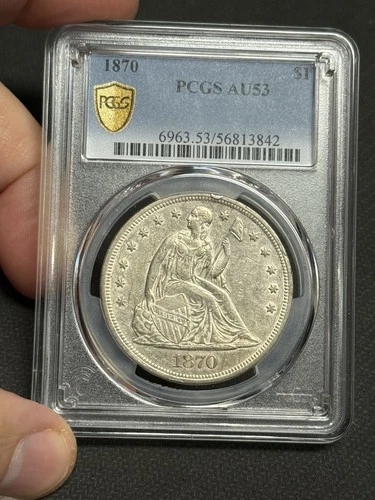 1870-P PCGS AU53 Seated Liberty Dollar U.S. $1 Type Silver Coin Almost UNC