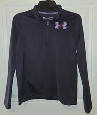 Girls Under Armour Pullover L Large YLG Loose Purple 1/4 Zip