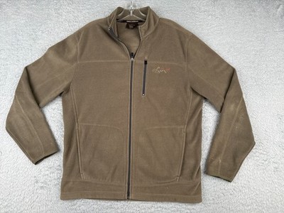 Greg Norman Jacket Men Small Beige Full Zip Hoodie Polyester Fleece Golf Golfer