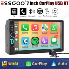 Double Din 7"Car Stereo Touch Screen Car Radio Apple CarPlay Android Auto BT+CAM